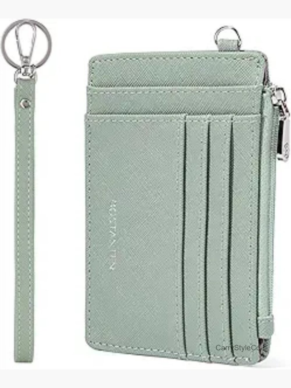 RFID Leather Small Wallet Wristlet Keychain Card Holder Women